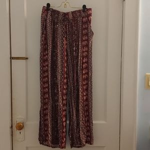 Boho flowy tribal elephant print pants